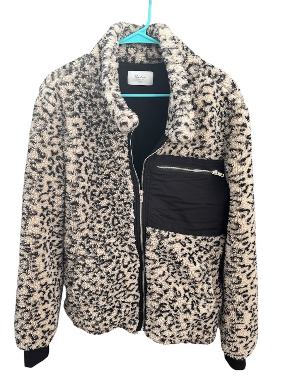 KanCan Cheetah Sherpa Zip Up Jacket Medium